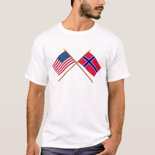 Camiseta Los E.E.U.U. y banderas cruzadas Noruega