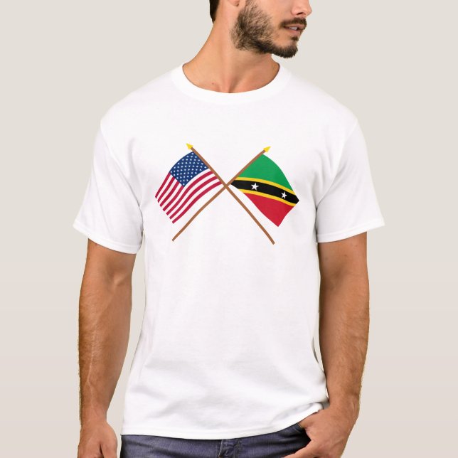 Camiseta Los E.E.U.U. y St San Cristobal y banderas (Anverso)