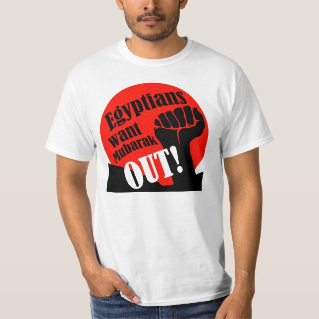 Camiseta ¡Los egipcios quieren a Mubarak HACIA FUERA! (Anverso)