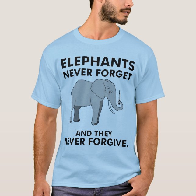 Camiseta Los elefantes nunca olvidan (Anverso)