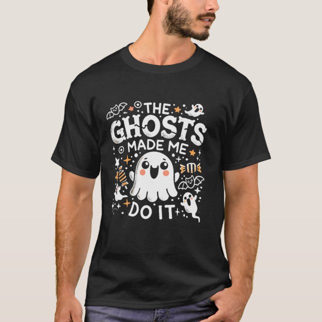 Camiseta Los Fantasmas Me Hicieron Hacerlo Pequeña Hallowee (Anverso)