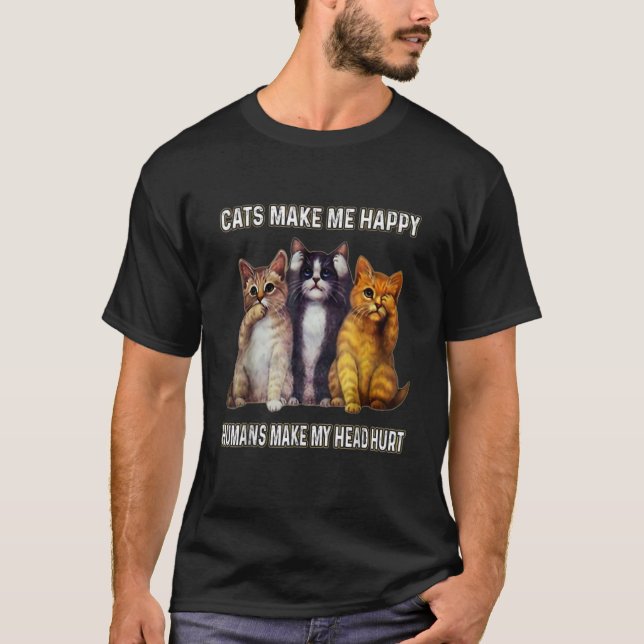 Camiseta Los gatos bonitos me hacen feliz a los seres human (Anverso)