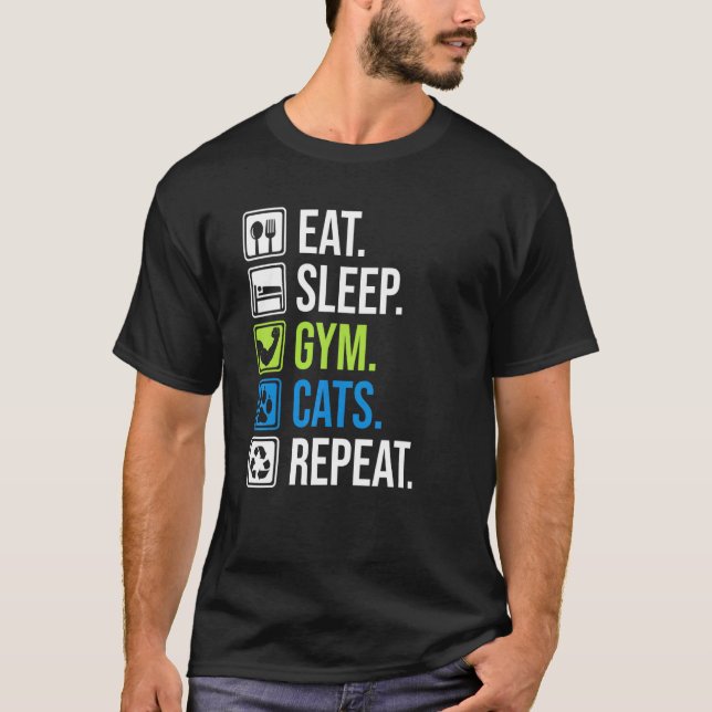 Camiseta Los Gatos De Gimnasio De Sueño Comen El Entrenamie (Anverso)