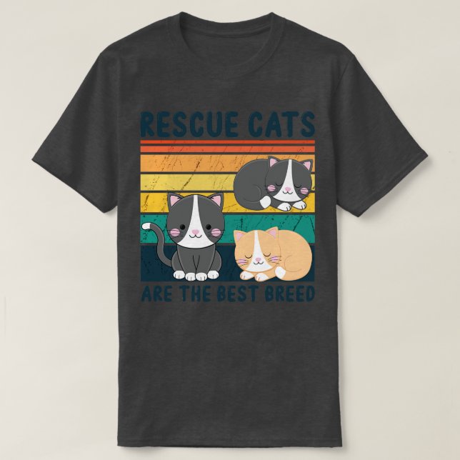 Camiseta Los Gatos De Rescate Son La Mejor Raza (Diseño del anverso)