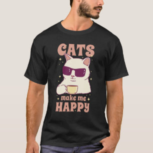 Camiseta Los Gatos Me Hacen Feliz Arte De Citas De Gatos Li