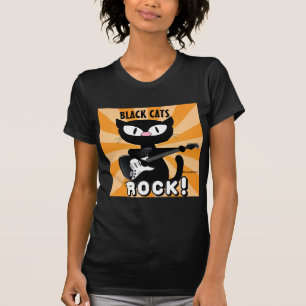 Camiseta ¡LOS GATOS NEGROS ROCAN! Gato de Dibujos Animados 