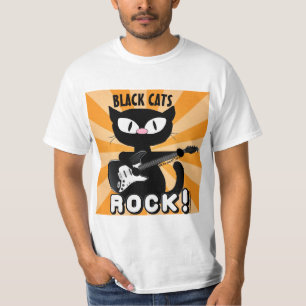 Camiseta ¡LOS GATOS NEGROS ROCAN! Gato de Dibujos Animados 