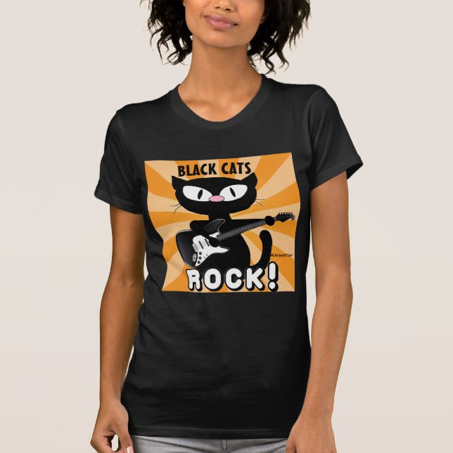 Camiseta ¡LOS GATOS NEGROS ROCK! Gato negro Personalizado t (Anverso)