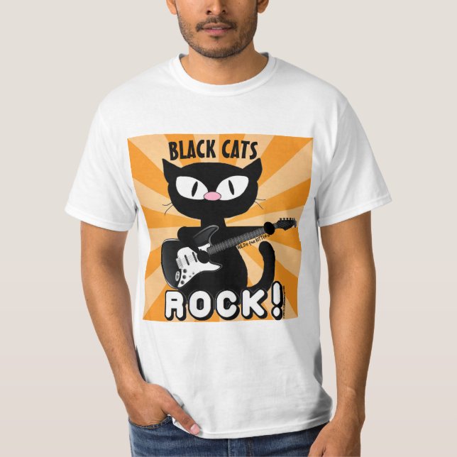 Camiseta ¡LOS GATOS NEGROS ROCK! Gato negro Personalizado t (Anverso)