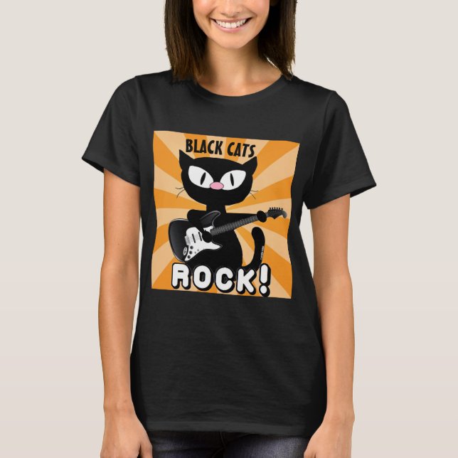 Camiseta ¡LOS GATOS NEGROS ROCK! Gato Personalizado negro t (Anverso)
