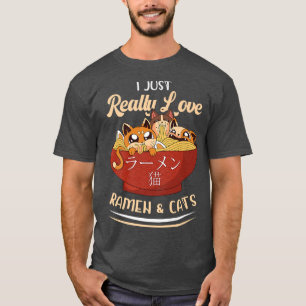 Camiseta Los gatos Ramen aman los fideos japoneses Neko Kaw