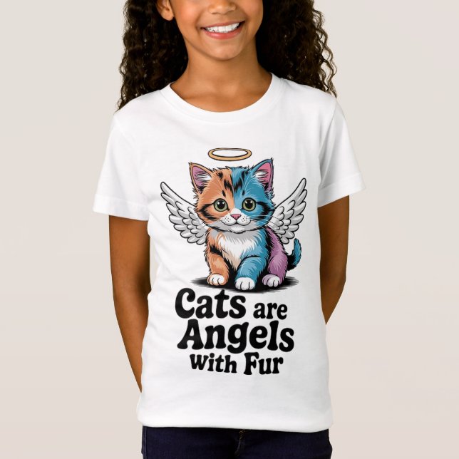 Camiseta Los gatos son ángeles con pelo (Anverso)