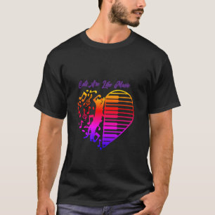 Camiseta Los Gatos Son Como La Música: Pentagramas Y Guitar