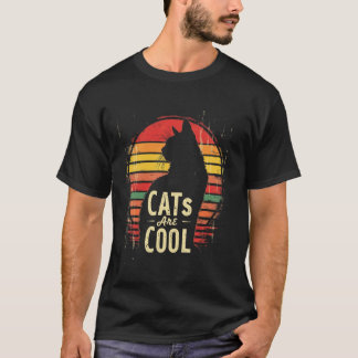 Camiseta Los Gatos Son GENIAL Silueta de Gato Retro