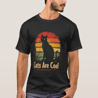Camiseta Los Gatos Son Geniales Silueta De Gato Retro