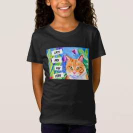 Camiseta Los gatos son mi tribu | Gato Naranja y flores