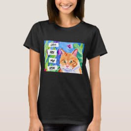Camiseta Los gatos son mi tribu | Gato Naranja y flores