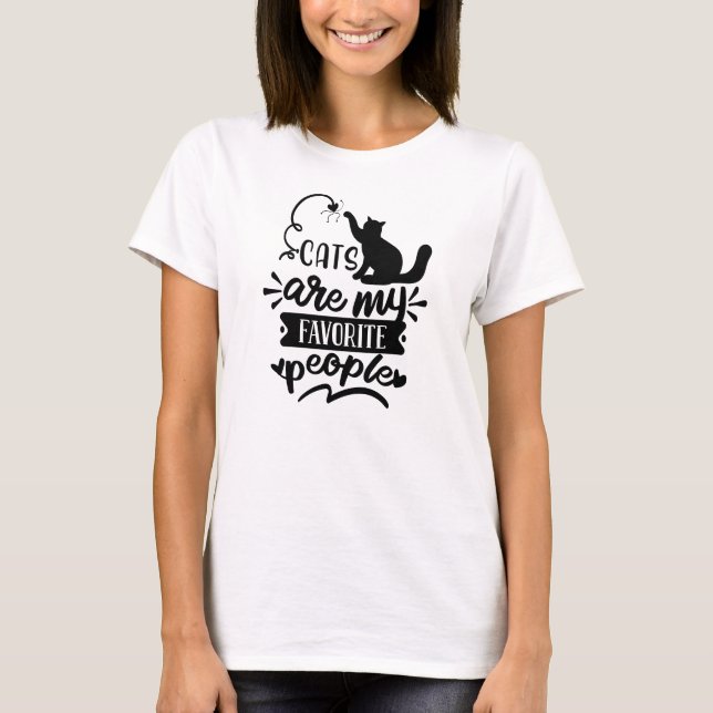 Camiseta Los gatos son mis favoritos citan gráfico negro (Anverso)