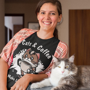 Camiseta Los gatos y el café hacen que la vida sea un Perso