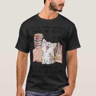 Camiseta Los Gatos Y Libros Me Hacen Feliz A Los Humanos Me