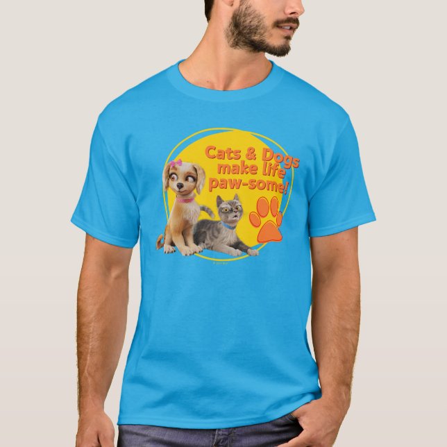 Camiseta ¡Los gatos y los perros hacen que la vida sea más  (Anverso)