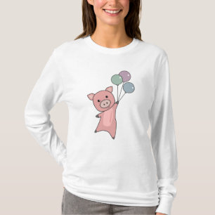 Camiseta Los globos de cerdos de cerdo vuelan animales ador