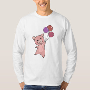 Camiseta Los globos de cerdos de cerdo vuelan animales ador