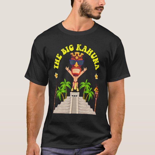 Camiseta Los grandes Kahuna masculinos del Tiki Hawaiano (Anverso)