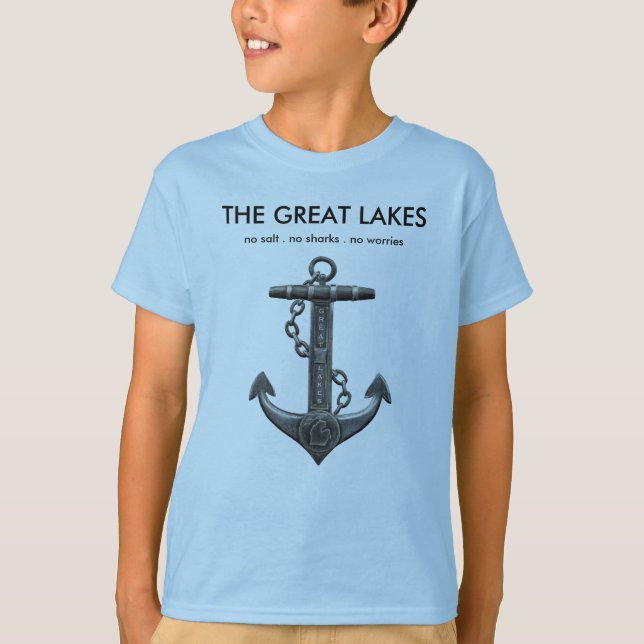 Camiseta Los Grandes Lagos, diseño de anclas náuticas (Anverso)