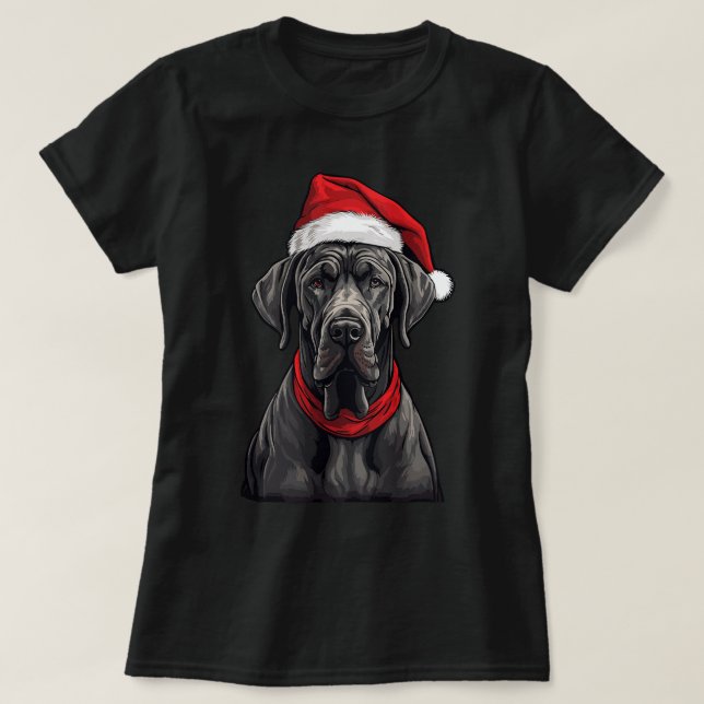 Camiseta Los grandes Navidades del danés alumbran Santa Hat (Diseño del anverso)