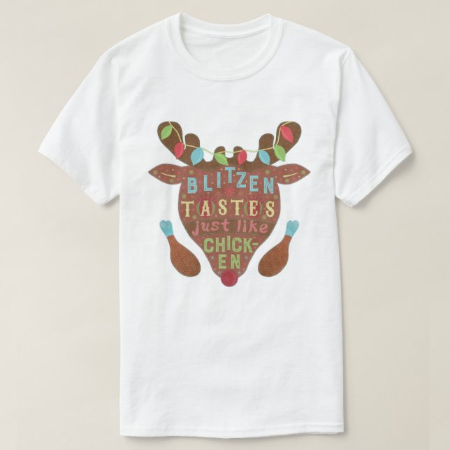 Camiseta Los gustos divertidos de Blitzen de los ciervos (Diseño del anverso)