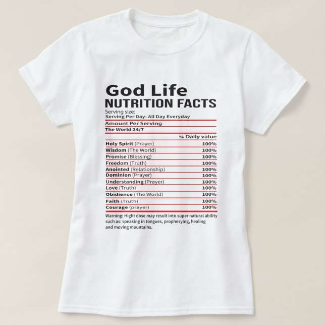 Camiseta Los hechos de la nutrición de la vida de Dios (Diseño del anverso)