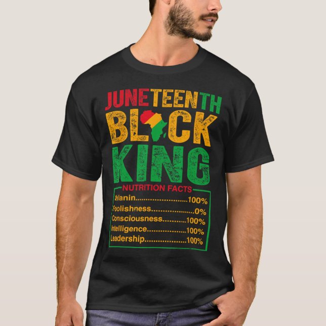 Camiseta Los hechos nutricionales del Rey Negro enorgullece (Anverso)