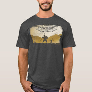 Camiseta Los héroes de la Biblia David y Goliat angustiados
