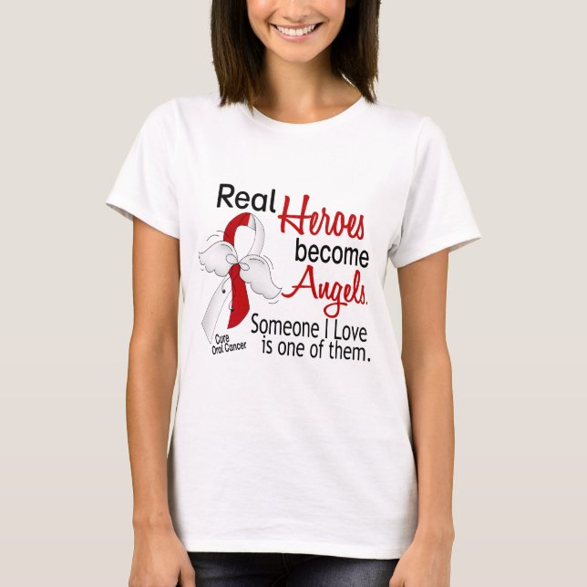 Camiseta Los héroes reales hacen cáncer oral de los ángeles (Anverso)