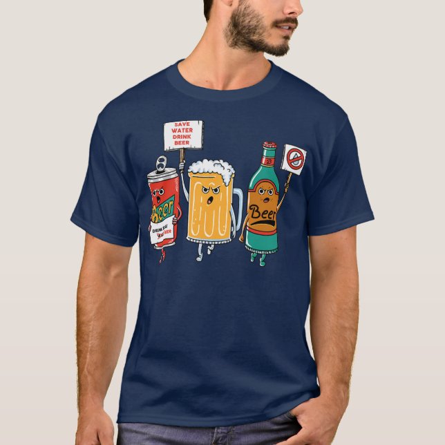 Camiseta Los hombres beben cerveza divertida  (Anverso)