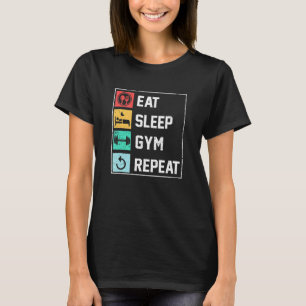 Camiseta Los Hombres Comen Sleep Gym Repetir Gimnasio Rutin