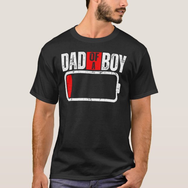 Camiseta Los Hombres Con Batería Baja Con Un Padre De Niño  (Anverso)