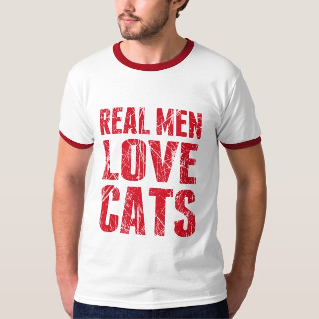 Camiseta Los hombres de verdad aman los gatos con un estilo (Anverso)