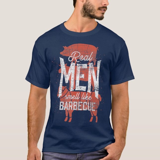 Camiseta Los Hombres De Verdad Huelen Como La Barbacoa Homb (Anverso)
