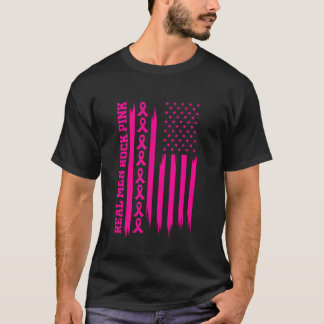 Camiseta Los hombres de verdad tocan el rosa bandera americ