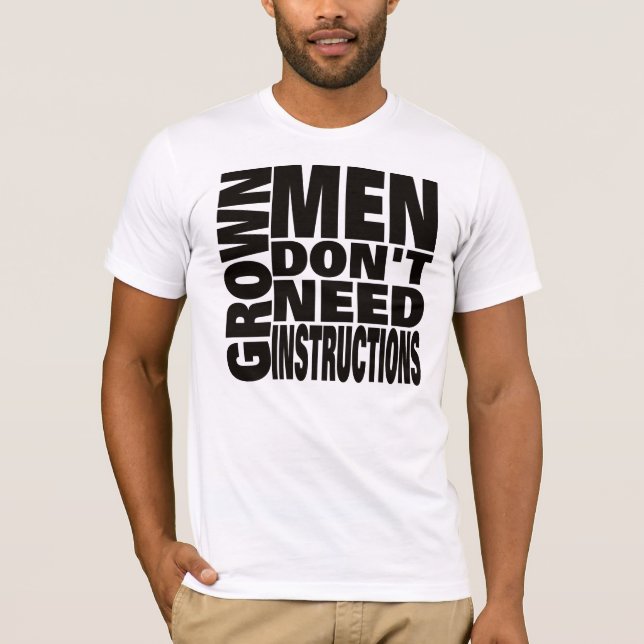 Camiseta Los hombres jóvenes no necesitan instrucciones TBA (Anverso)