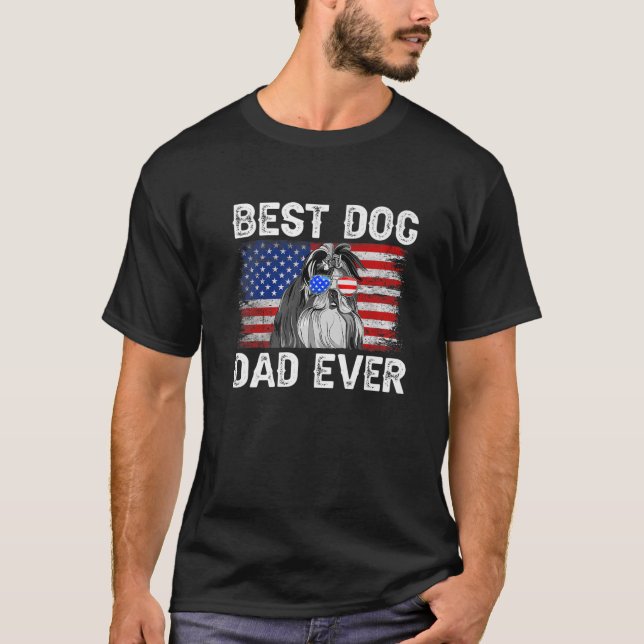 Camiseta Los Hombres Mejor Shih Tzu Papá Alguna Vez Bandera (Anverso)