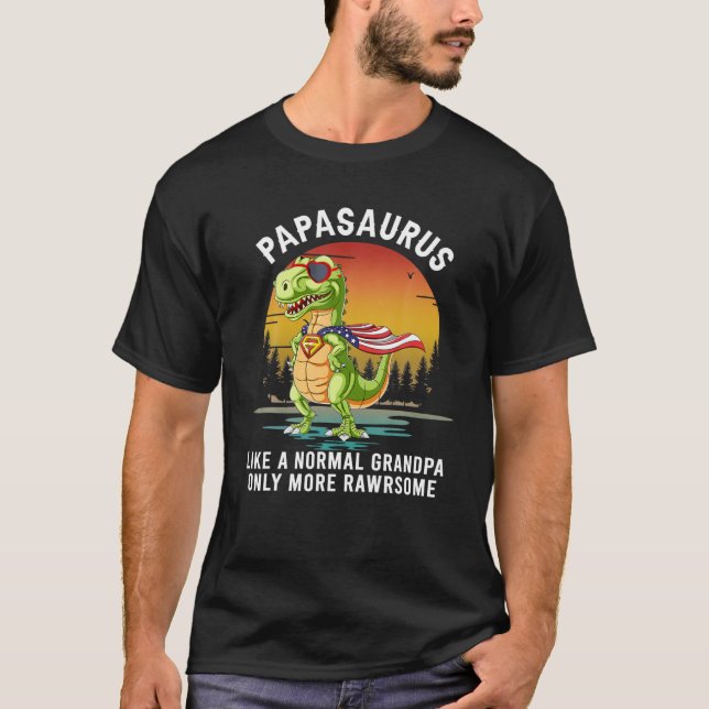 Camiseta Los hombres Papasaurus como un abuelo normal sólo  (Anverso)