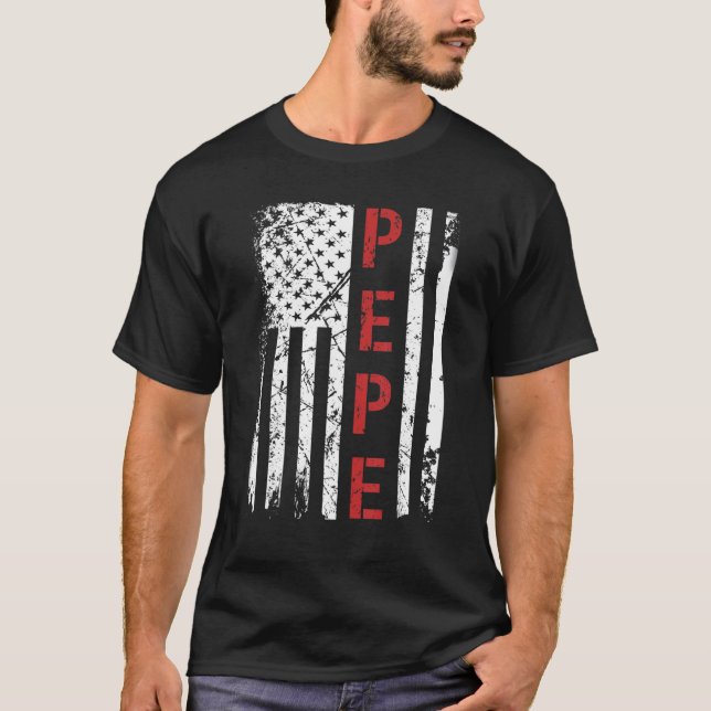 Camiseta Los Hombres Pepe Vintage La Bandera Estadounidense (Anverso)