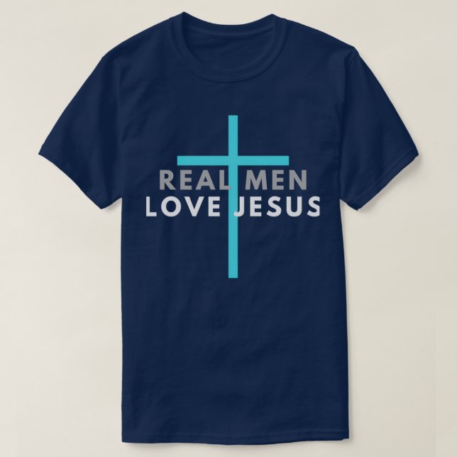 Camiseta Los hombres reales aman a Jesús las escrituras de  (Diseño del anverso)