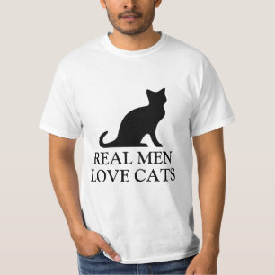 Camiseta Los hombres reales aman el gatito blanco y negro