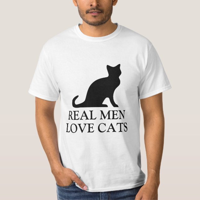 Camiseta Los hombres reales aman el gatito blanco y negro (Anverso)