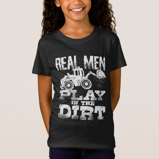 Camiseta Los Hombres Reales Juegan En La Exca Divertida De  (Anverso)