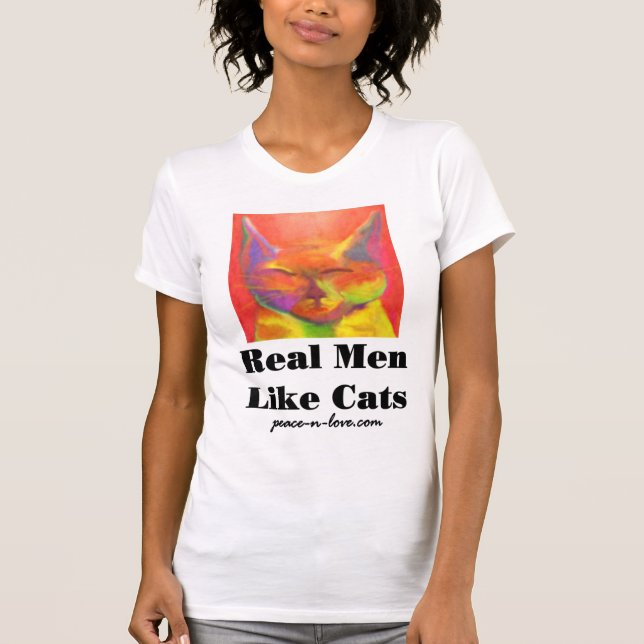 Camiseta Los hombres reales tienen gusto de los gatos para (Anverso)